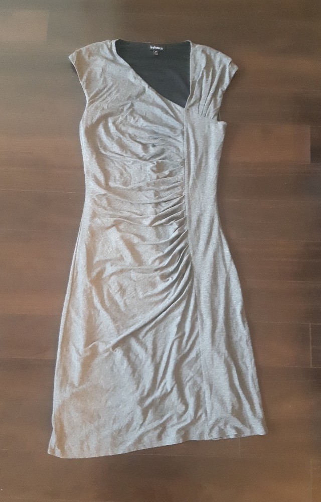 Le Chateau Grey Asymmetrical Neckline Dress